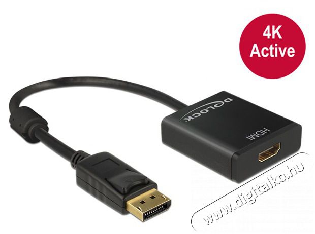 Delock 62607 Displayport 1.2 dugó > HDMI hüvely 4K aktív fekete adapter Tv kiegészítők - Kábel / csatlakozó - Mini DisplayPort kábel - 387513