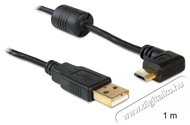 Delock 83147 USB-A apa > USB micro-B apa 90°-ban forgatott bal/jobb kábel, 1m Iroda és számítástechnika - Számítógép tartozék - USB kábel - 387827