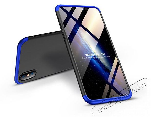 GKK GK0279 360 Full Protection 3in1 iPhone XS Max fekete/kék hátlap Mobil / Kommunikáció / Smart - Mobiltelefon kiegészítő / tok - Tok / hátlap - 405215