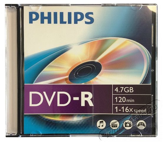 PHILIPS DVD-R 4,7 GB 16x slim tokos DVD lemez Audio-Video / Hifi / Multimédia - Hordozható CD / DVD / Multimédia készülék - Kiegészítő - 369758